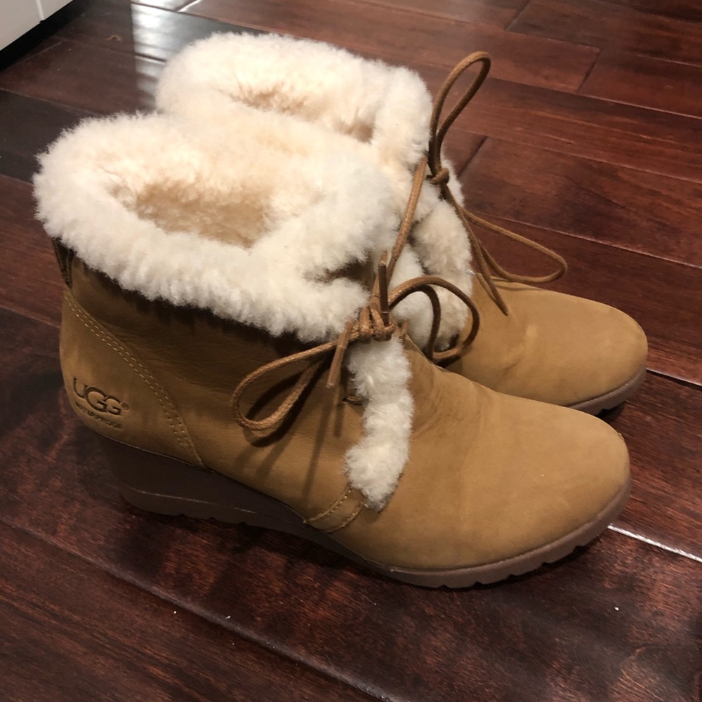 Ugg Wedge Booties 7.5 Camel Color - image 1